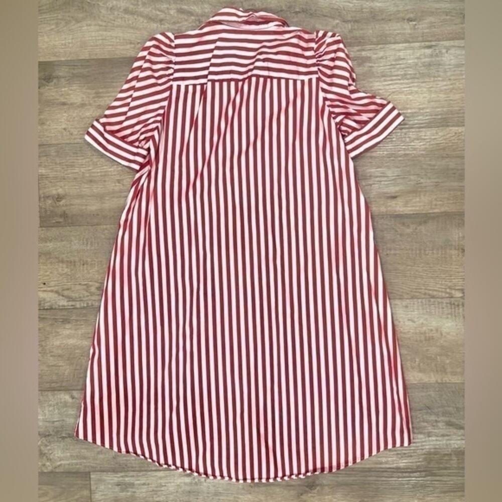 Zara NWT Red White Striped Cotton Puff Sleeve Shirt Dress Tunic L - Picture 16 of 16